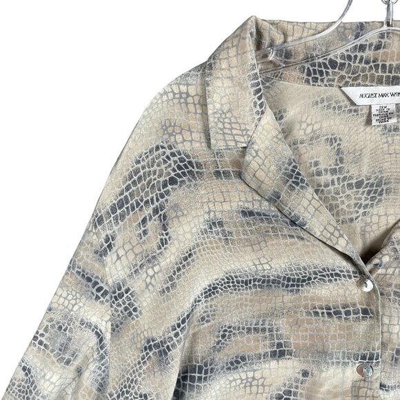 August Max Womens Silk Top 28W Snakeskin Print Silky Flowy Work Office Capsule - Picture 3 of 14